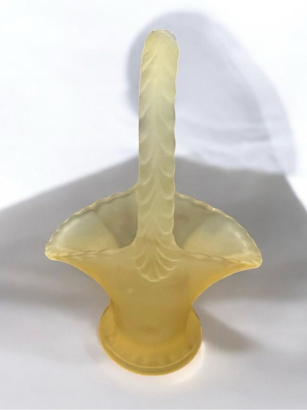 vintage 1950 Westmoreland frosted art glass basket.